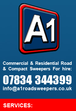 commercial & Residential Road & Compact Sweepers For Hire: 07834 344399 info@a1sweepers.co.uk